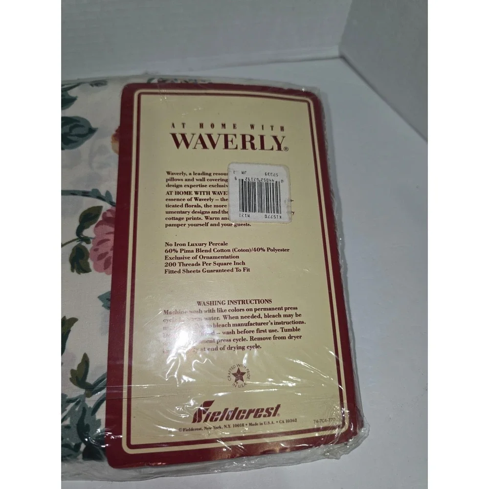 vintage Waverly Fieldcrest twin‎ fitted bed sheet NOS shabby chic floral